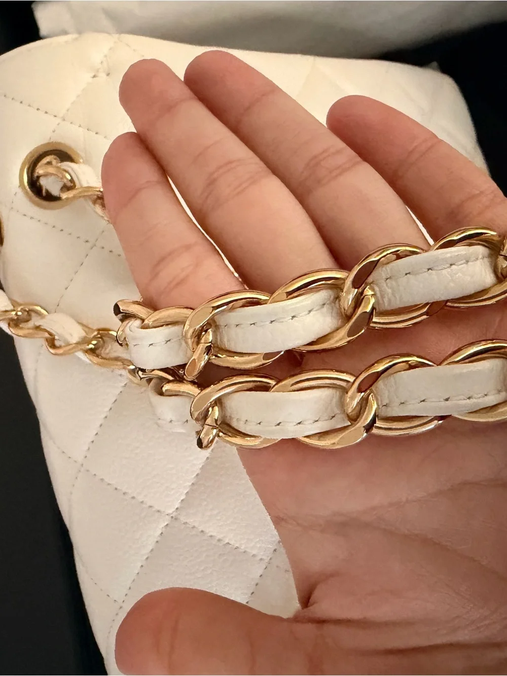 Chanel Maxi Classic Flap – White Caviar Leather & Gold Hardware